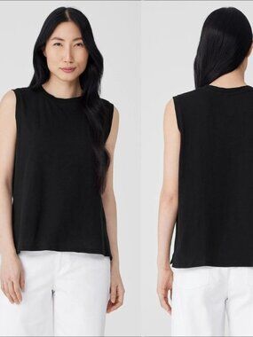 Women's Eileen Fisher Organic Cotton Slub Jersey Crew Neck Tank- Size 3X